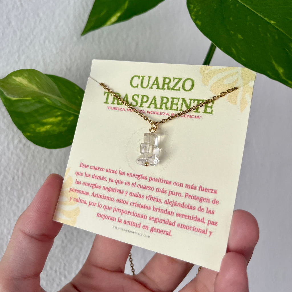 Collier en quartz transparent