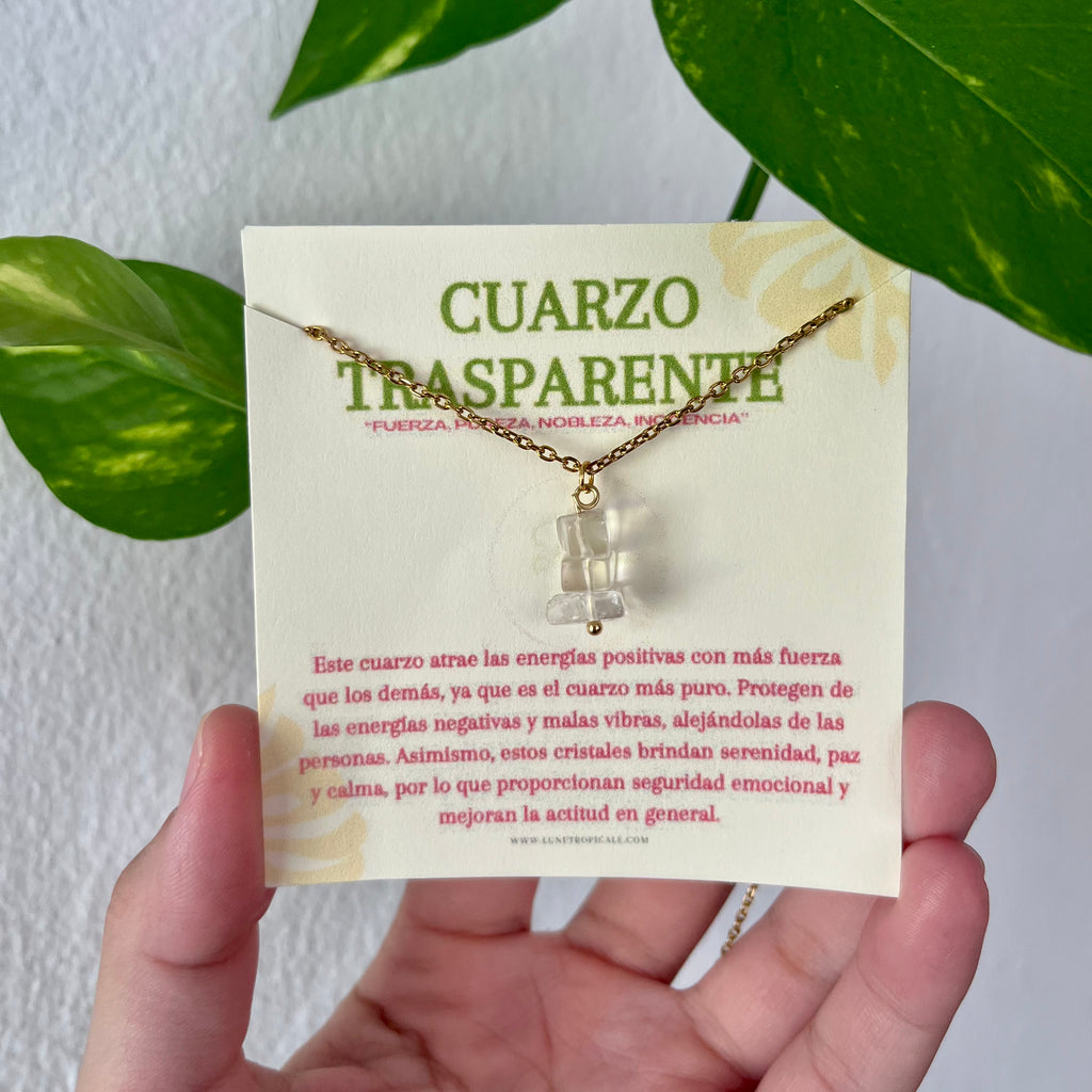 Collier en quartz transparent
