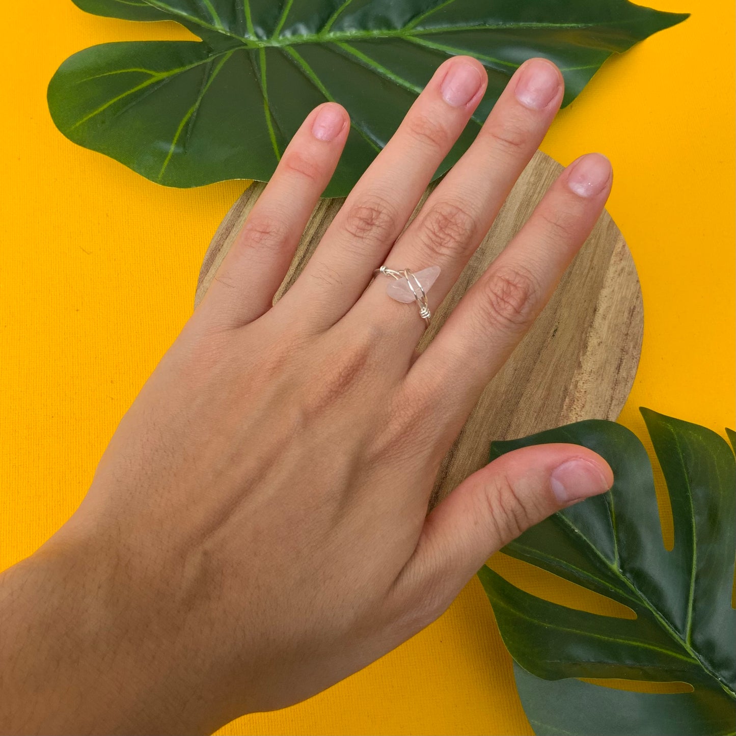 ROSE QUARTZ RING (plata)