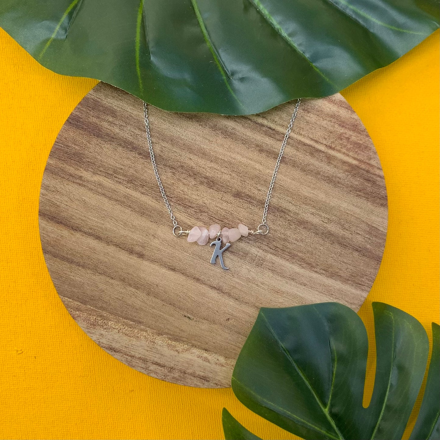 ROSE QUARTZ LETTER NECKLACE